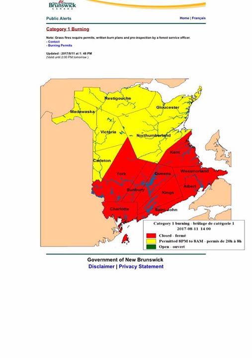 Red means fires are dead. Burn ban in effect. Always consult the GNB FIREWATCH…